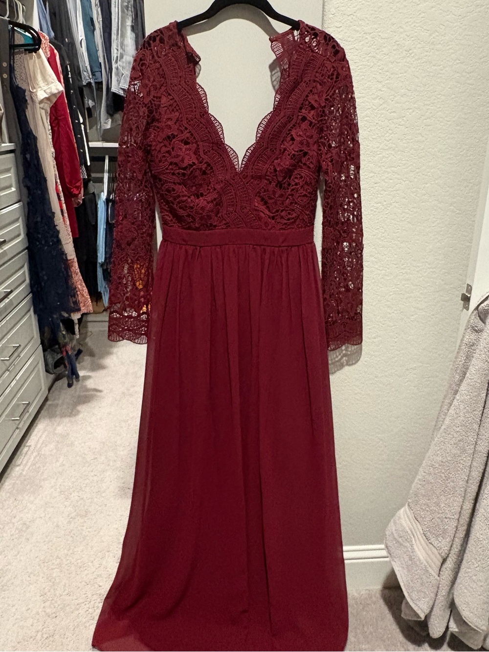 Beautiful Burgandy open back dress